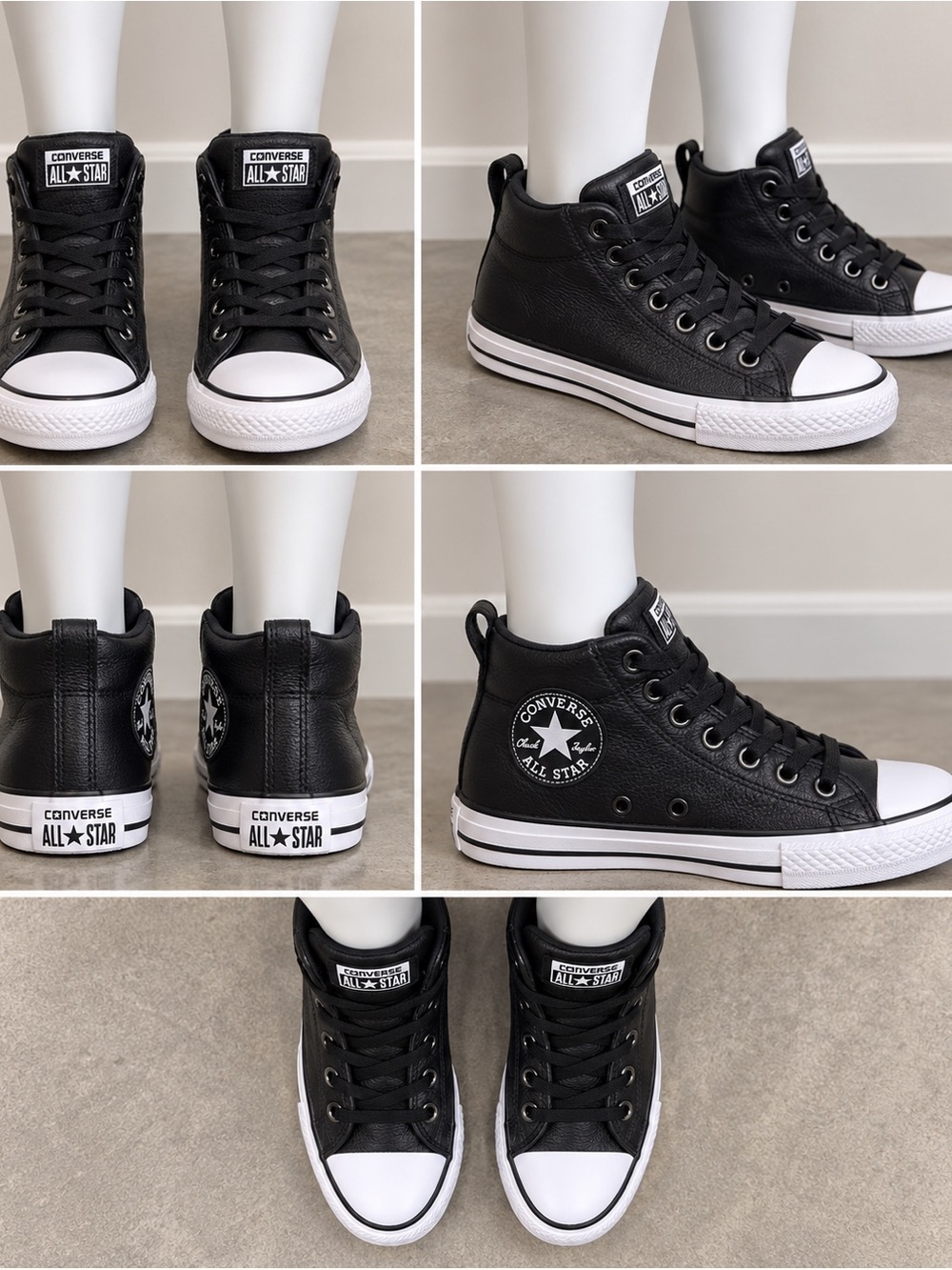 Converse Chuck Taylor All Star Street Mid Black Leather Sneakers Junior 5 648581